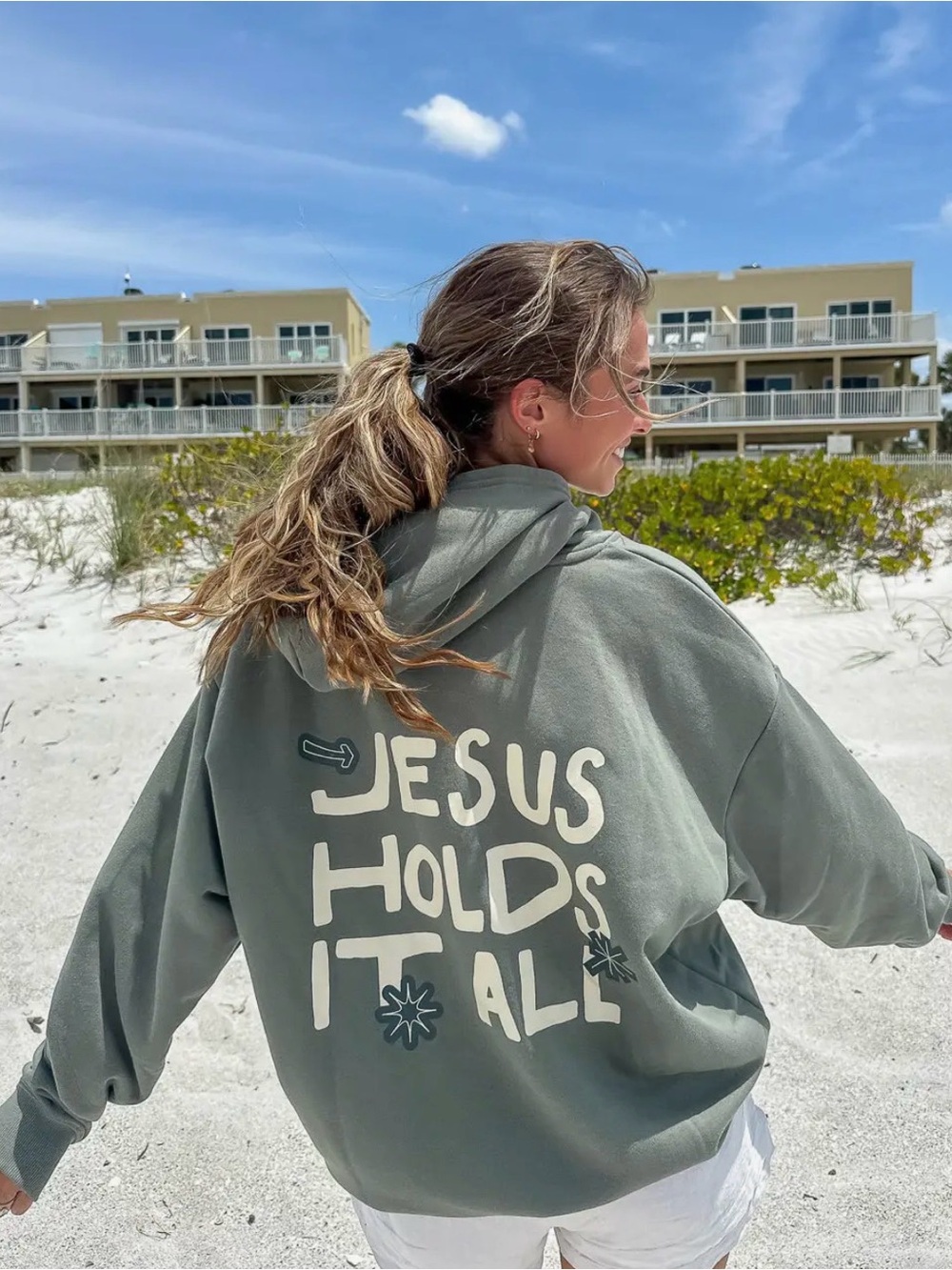 Elevated Faith Jesus Holds It All Hoodie - Sage Green